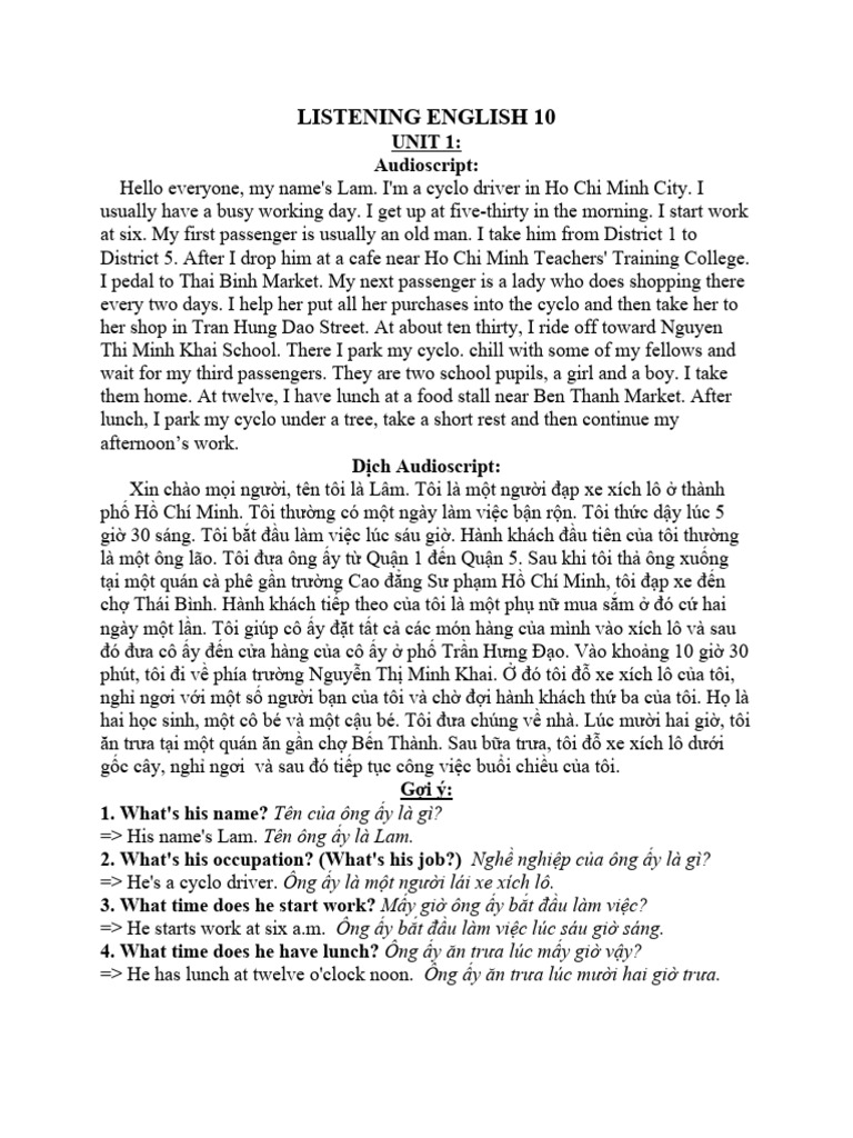 Listening english 10 pdf