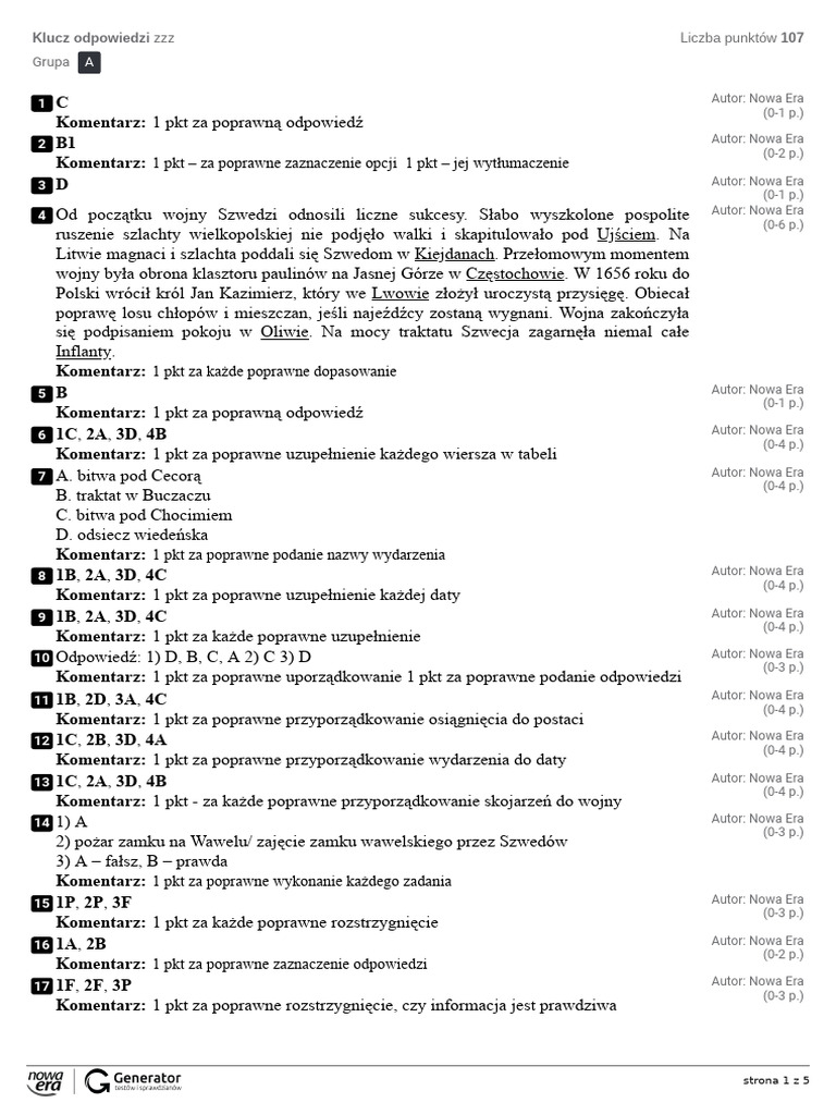 W Obronie Granic Rzeczypospolitej Sprawdzian Klasa 6 3.W Obronie Granic Rzeczypospolitej Klucz Odpowiedzi | PDF