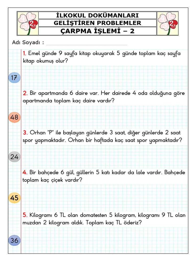 2 Sinif Carpma Islemi Problemleri 2 Pdf