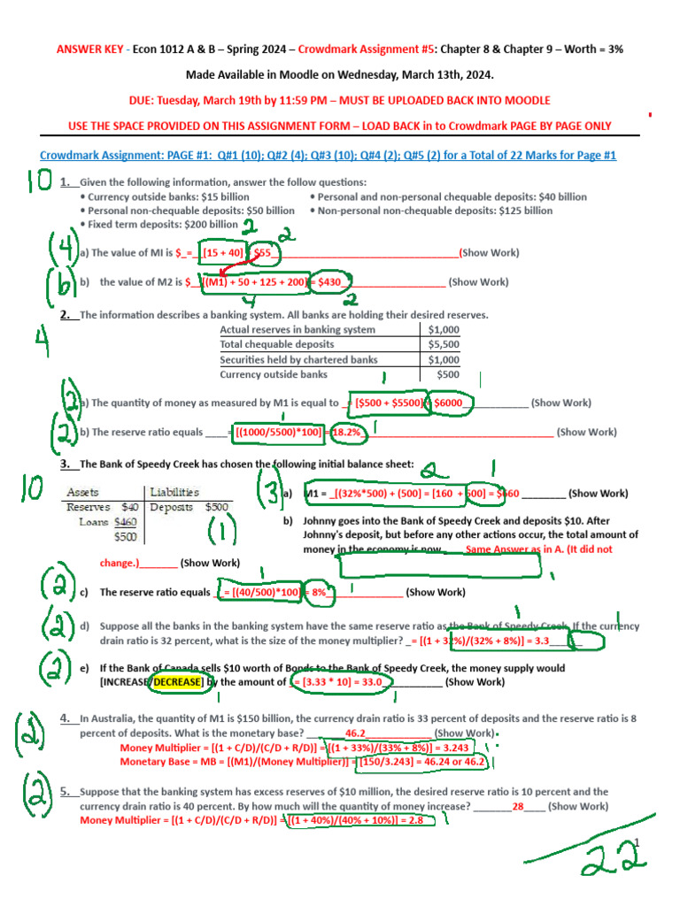 Spring 2024. CM5.ANSWER KEY.1012 A B. CH 8 and CH 9 | PDF | Supply And ...