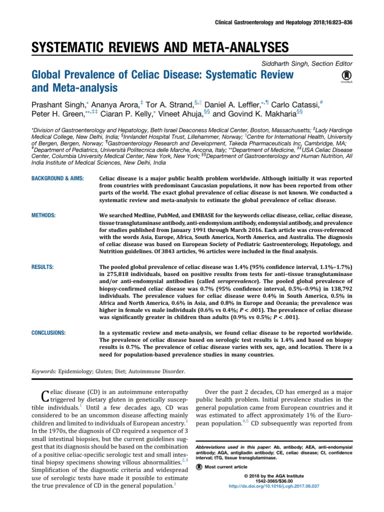 Artigo global prevalence of celiac disease pdf coeliac disease