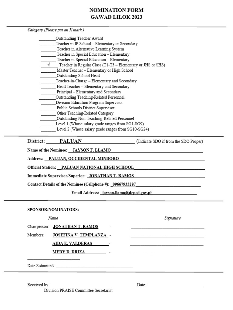 Nomination Form | PDF