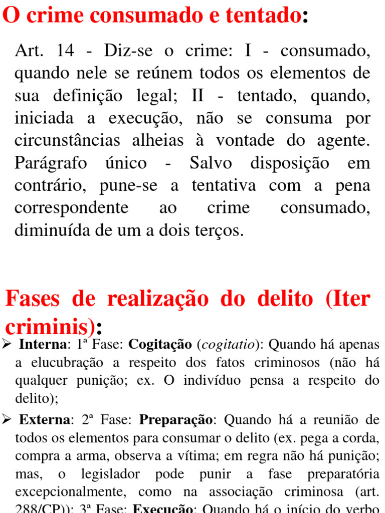 Crime Consumado e Tentado: Definições e Fases | PDF | Crimes | Crime e ...