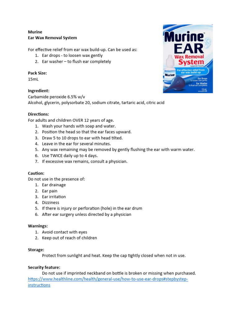 Murine Ear Wax Removal PDF