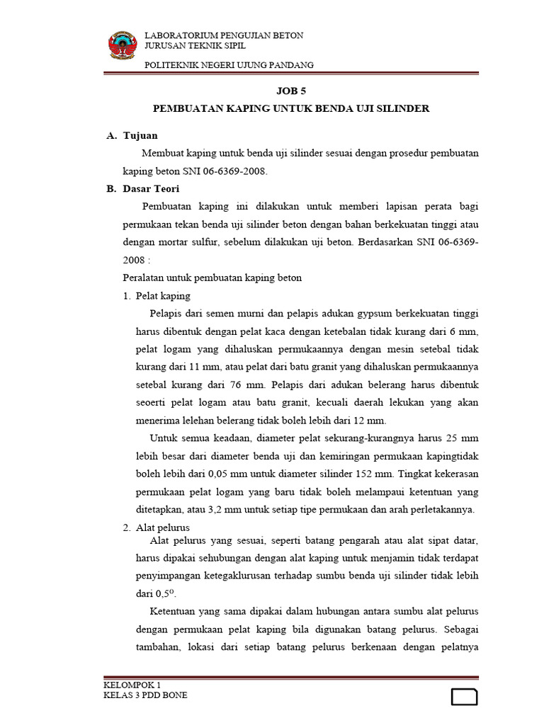 Prosedur Pembuatan Kaping Beton Silinder | PDF