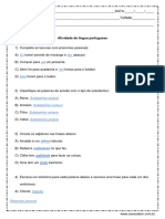 Atividade de Portugues Pronomes e Substantivos 4º Ou 5º Ano Resposta