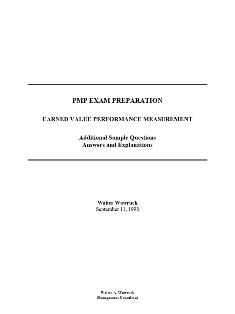 PMP Exam: Earned Value Measurement Guide | PDF | Finance & Money ...