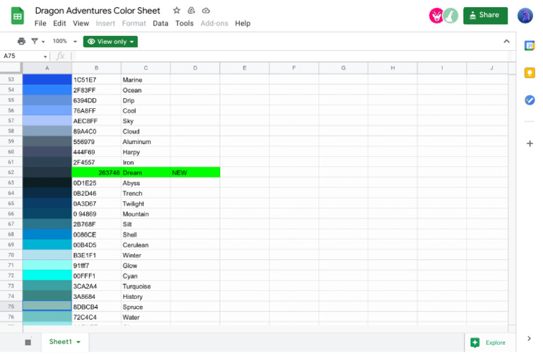 Dragon Adventures Color Sheet Google Sheets 4 PDF