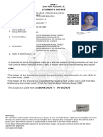 Learner'S Licence: Form 3 (See Rule 3 (A) and 13)