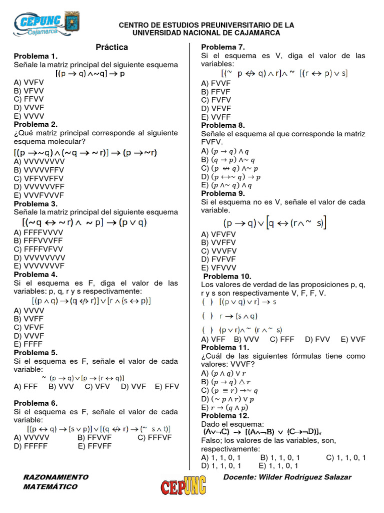 7 Tablas de Verdad y Equivalencias Lógicas PDF Proposición Lógica