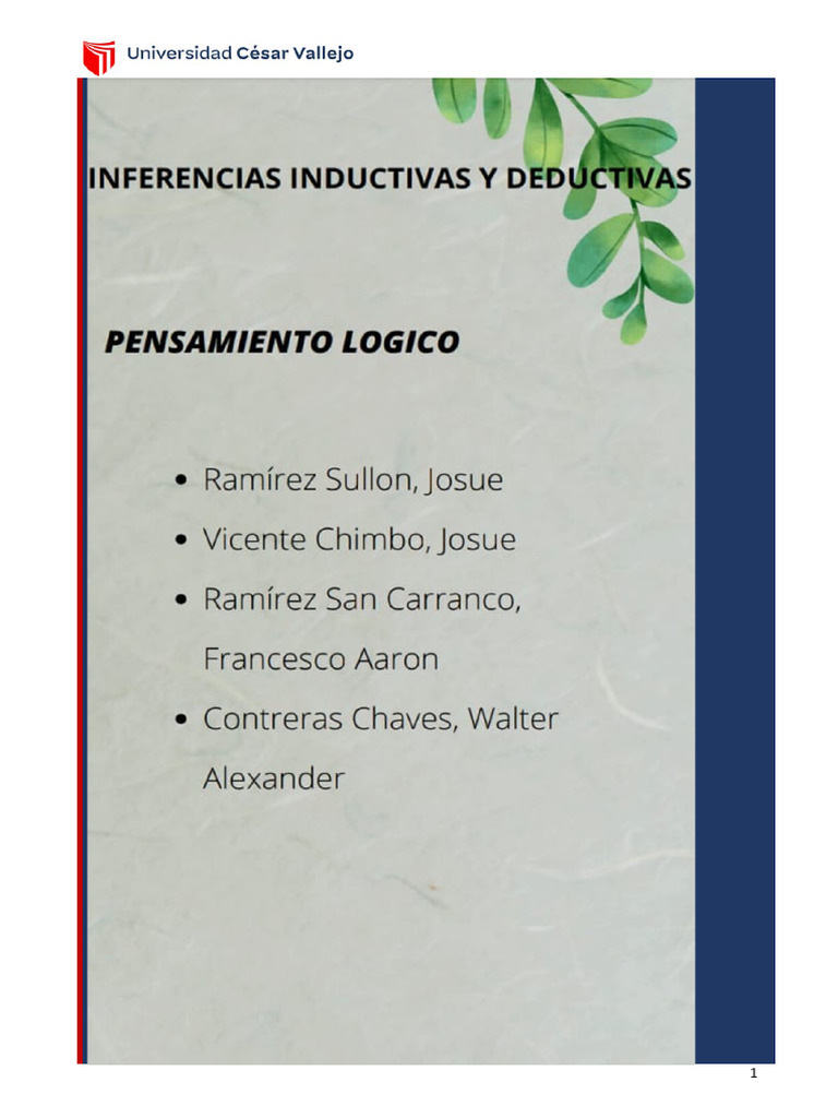 Inferencias Inductivas y Deductivas | PDF | Inferencia | Razonamiento ...