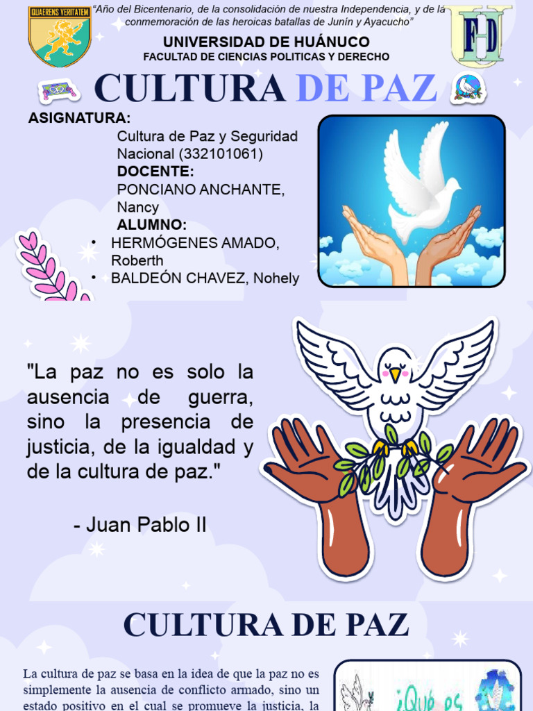 Promoción de la Cultura de Paz | PDF | Paz | La violencia contra las ...