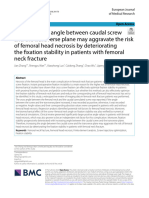 Increasing the angle between caudal screw and the transverse plane may aggravate the risk of femoral head necrosis by deteriorating the fixation stability in patients with femoral neck fracture