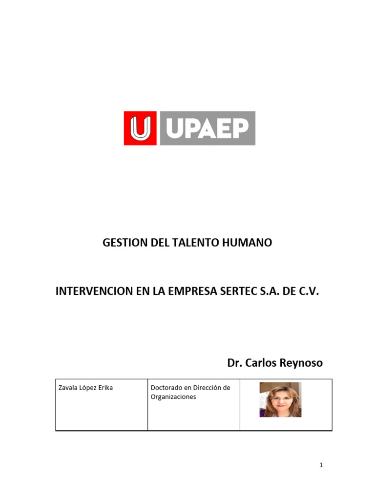 Intervencion en La Empresa Sertec | PDF | Gestión de recursos humanos ...