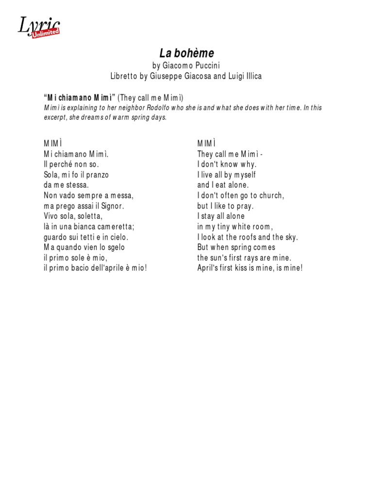 La Boheme Translation In English