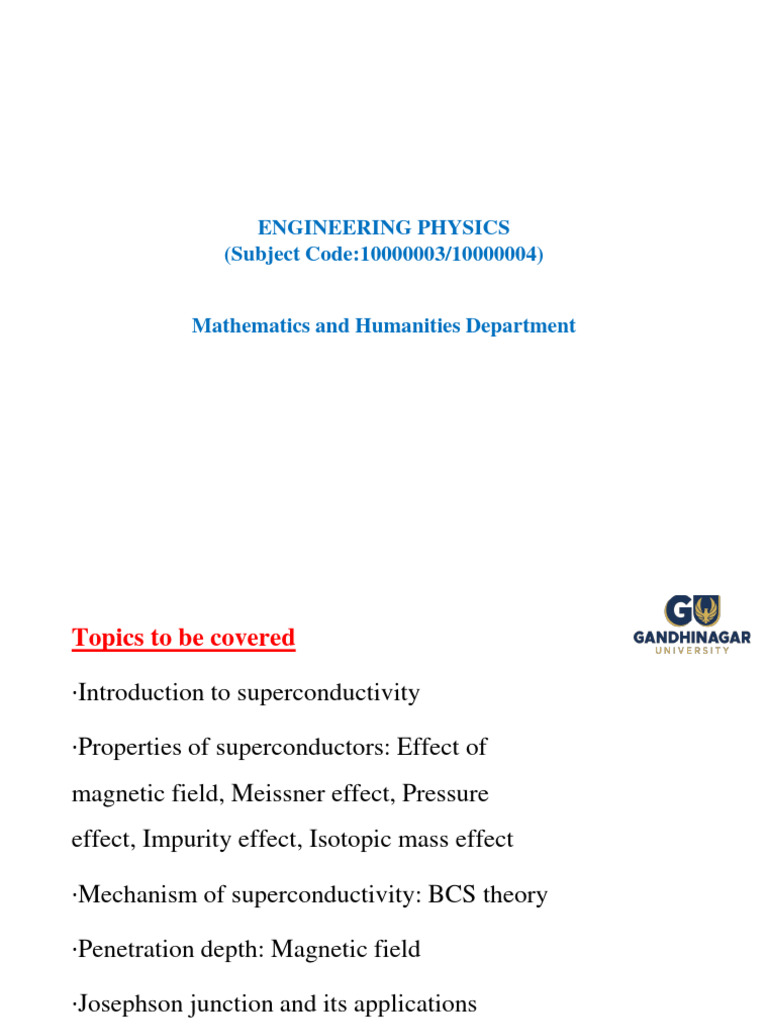 Superconductivity in Engineering Physics | PDF | Superconductivity ...