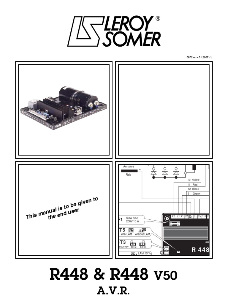 Leroy Somer r448 Automatic Voltage Regulator PDF Power Supply