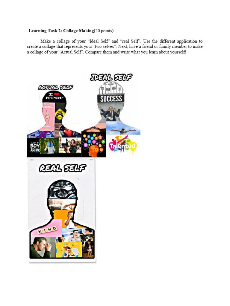 Collage of Ideal vs. Real Self Exercise | PDF