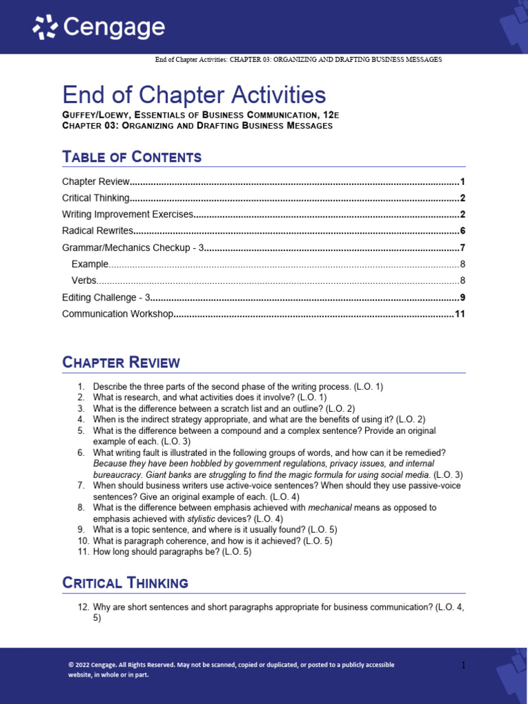End of Chapter - Activities - Guffey - EBC - 12e - Ch03 | PDF ...