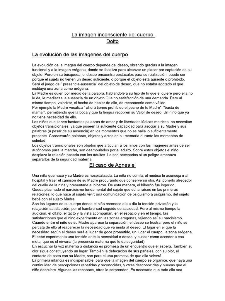 La Imagen Inconsciente Del Cuerpo | PDF | Complejo de Edipo | Ciencias ...