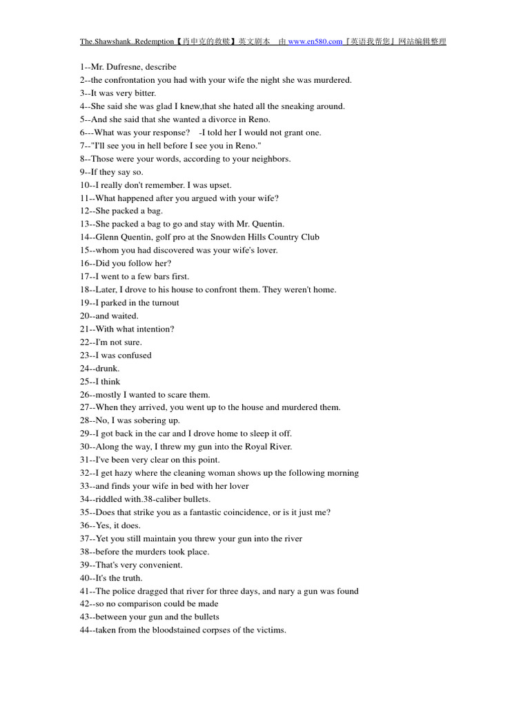 Shawshank Redemption Script PDF | PDF