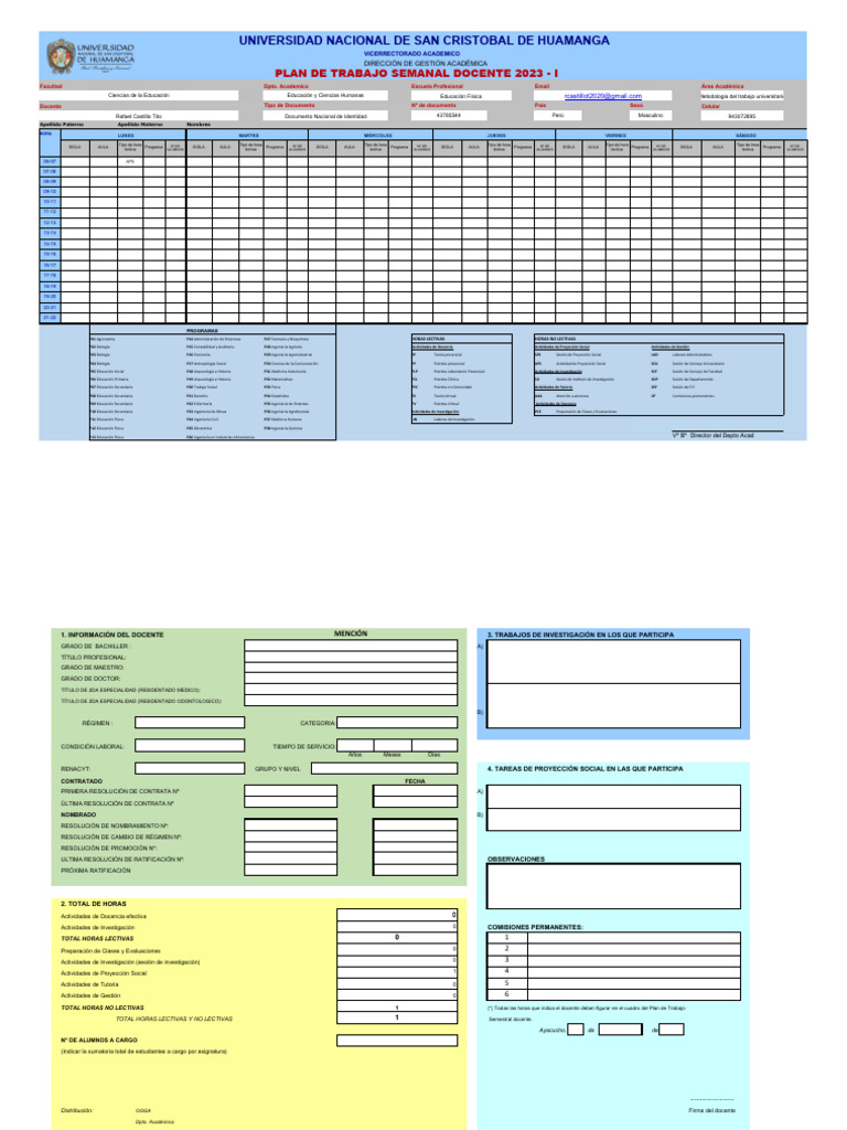 Plan de Trabajo Docente 2023 - I | PDF | Maestros