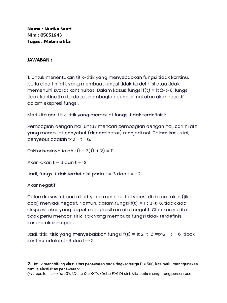 Tugas Matematika Nurika Santi | PDF | Metode & Bahan Ajar | Sains ...