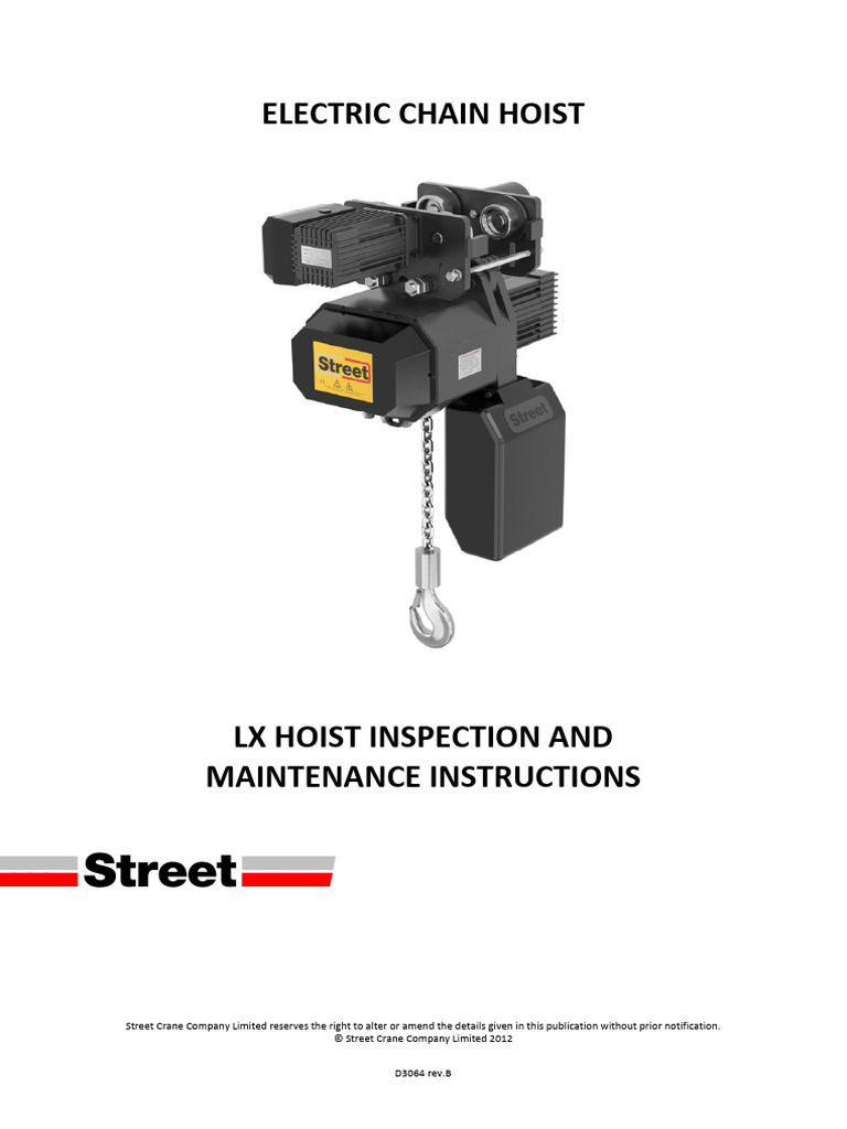 Electric Chain Hoist Maintenance Manual | PDF | Safety