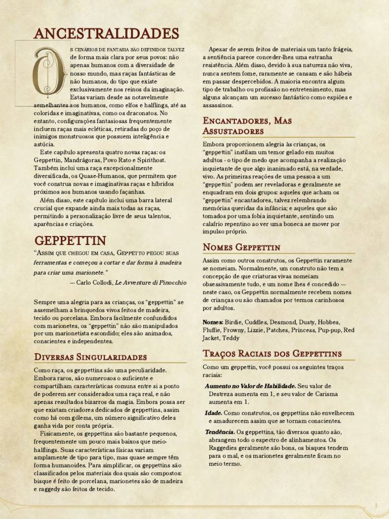 Novas Raças: Geppettin e Eter Spire | PDF | Raça (categorização humana ...