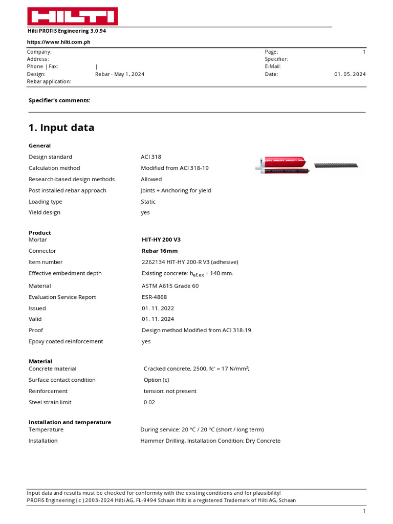 Hilti PROFIS Engineering Rebar Design | PDF | Materials | Building ...