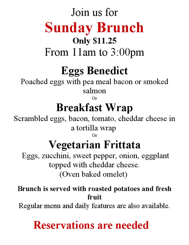 Sunday Brunch Menu PDF