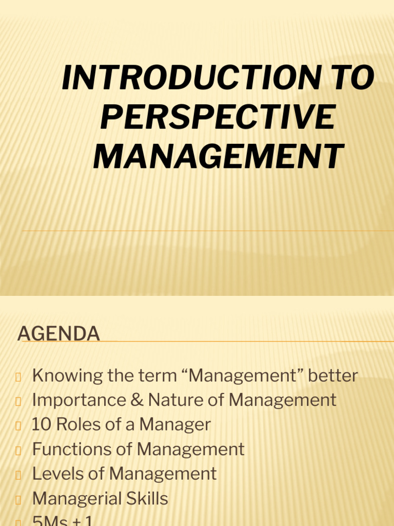 Introduction To Management - PPSX | PDF | Leadership | Goal