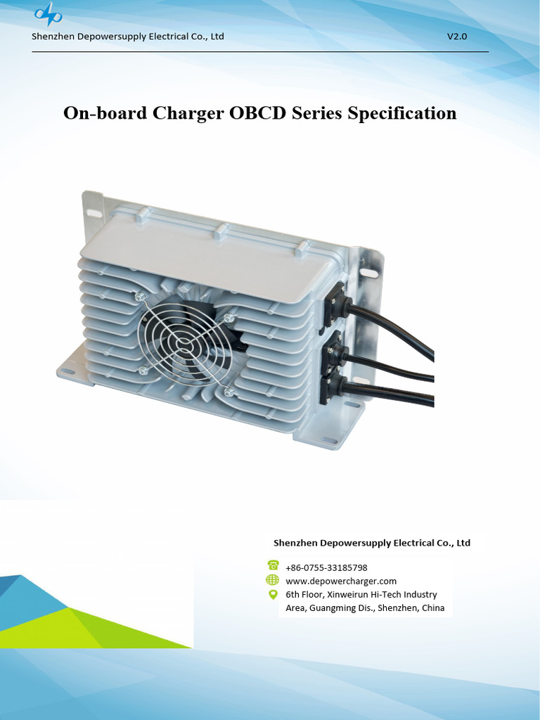 OBCD Series On-Board Charger Specs | PDF | Battery Charger | Electrical ...