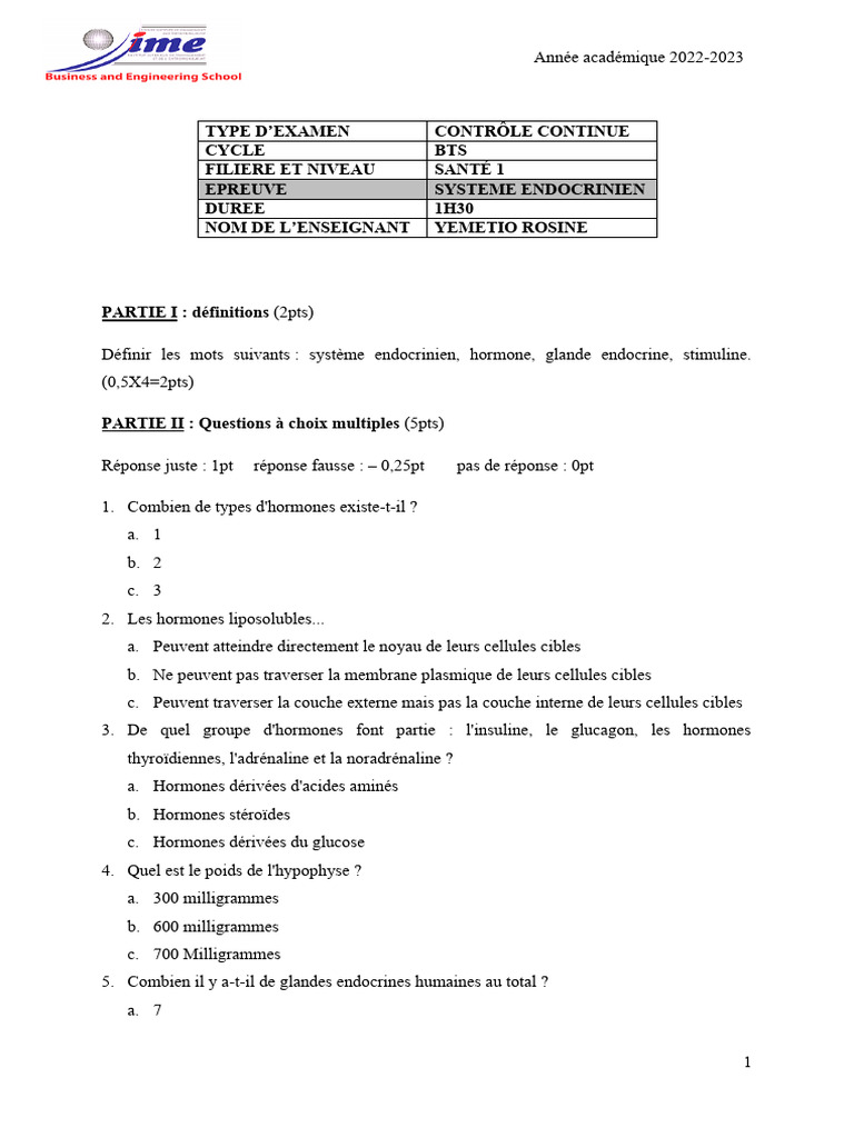 Tableau des Hormones et Système Endocrinien | PDF | Hormone | Système ...