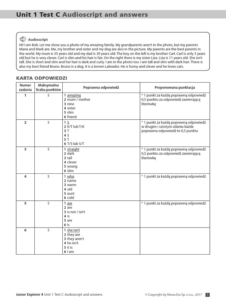 Unit 1 Test C Audioscript Pdf