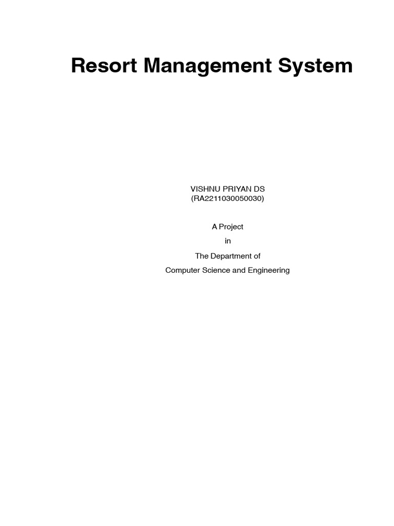 Online Resort Management System | PDF | Use Case | Software Development ...