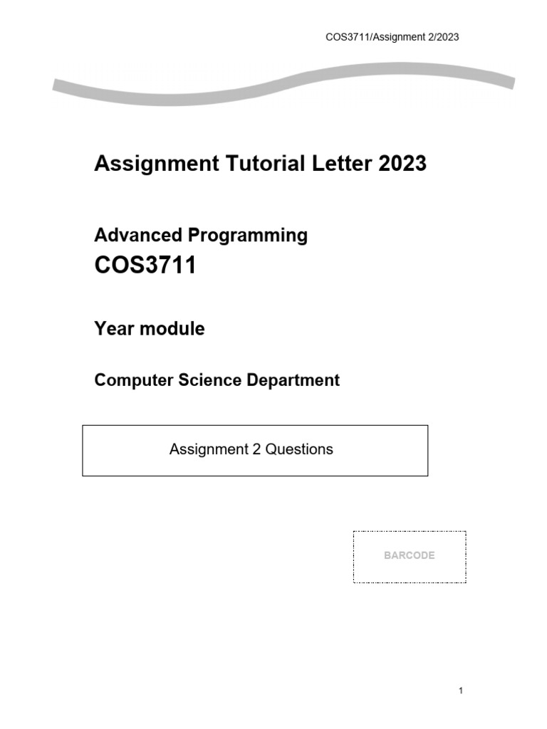 COS3711 2023 Assignment 2 | PDF | Class (Computer Programming ...