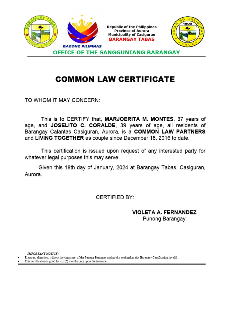 Cert of Common Law | PDF