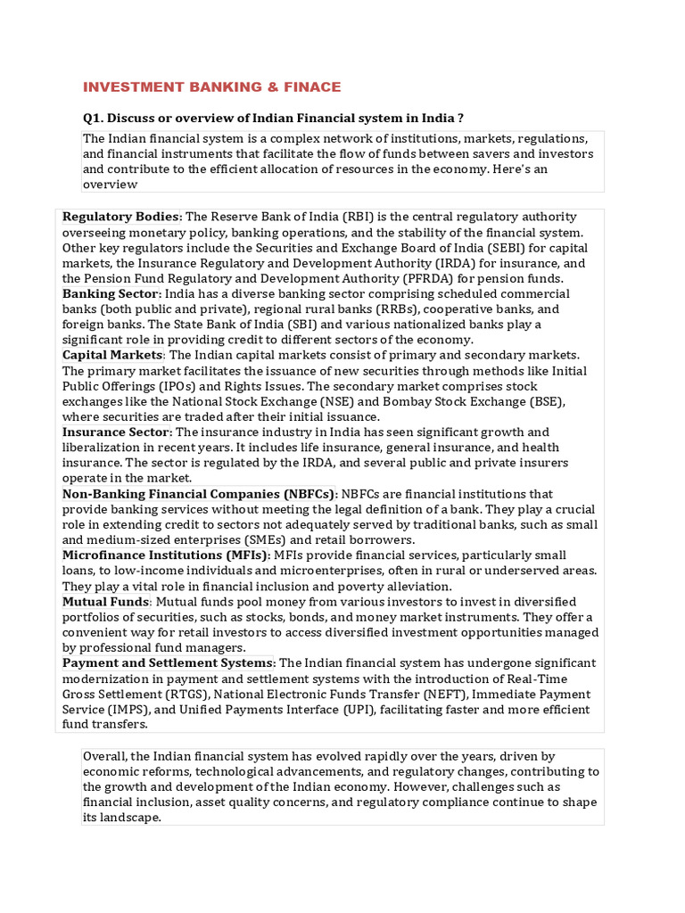 Overview of India's Financial System | PDF | Financial Markets | Money ...