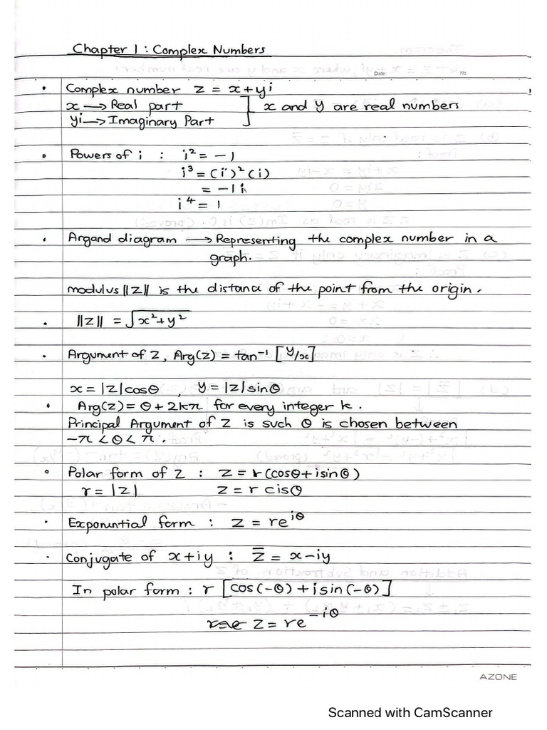 Complex numbers Notes | PDF