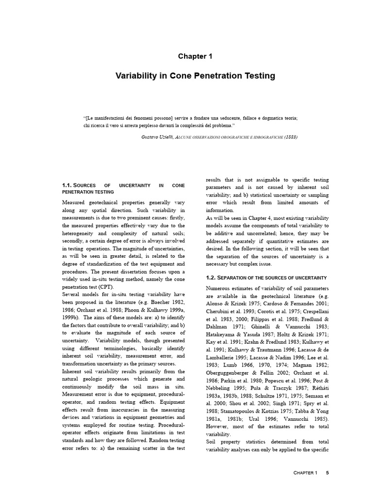Variability in Cone Penetration Testing | PDF | Observational Error ...