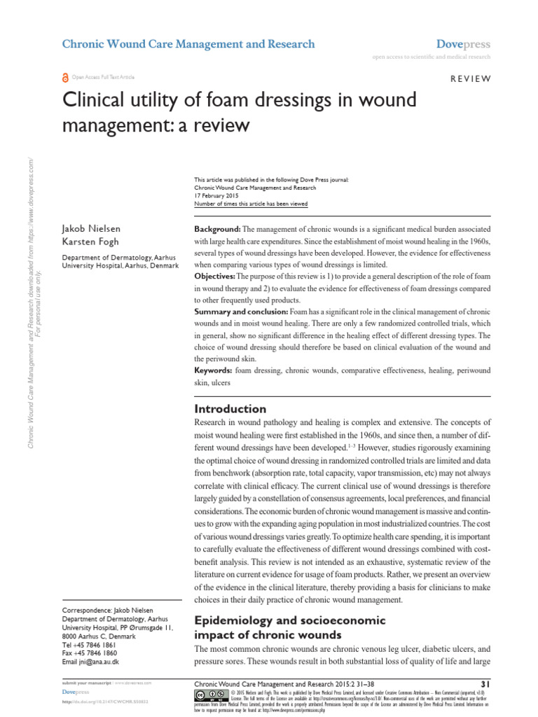Foam Dressings in Chronic Wound Care | PDF | Wound | Inflammation
