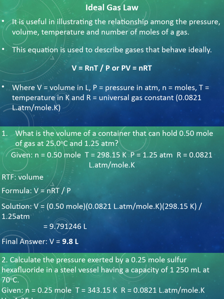 Ideal Gas Law | PDF