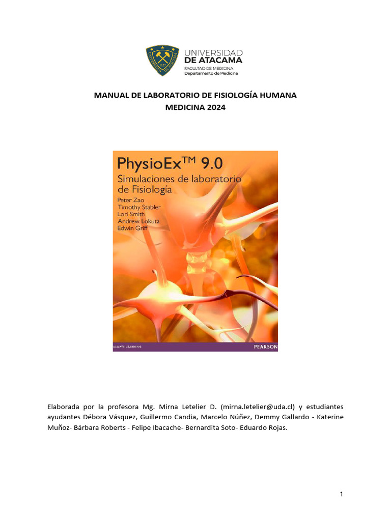 Manual de Laboratorio: PhysioEx 10.0 | PDF | Laboratorios | Bibliografía