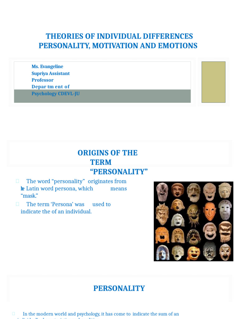 Theories of Individual Differences in Psychology | PDF | Id | Emotions