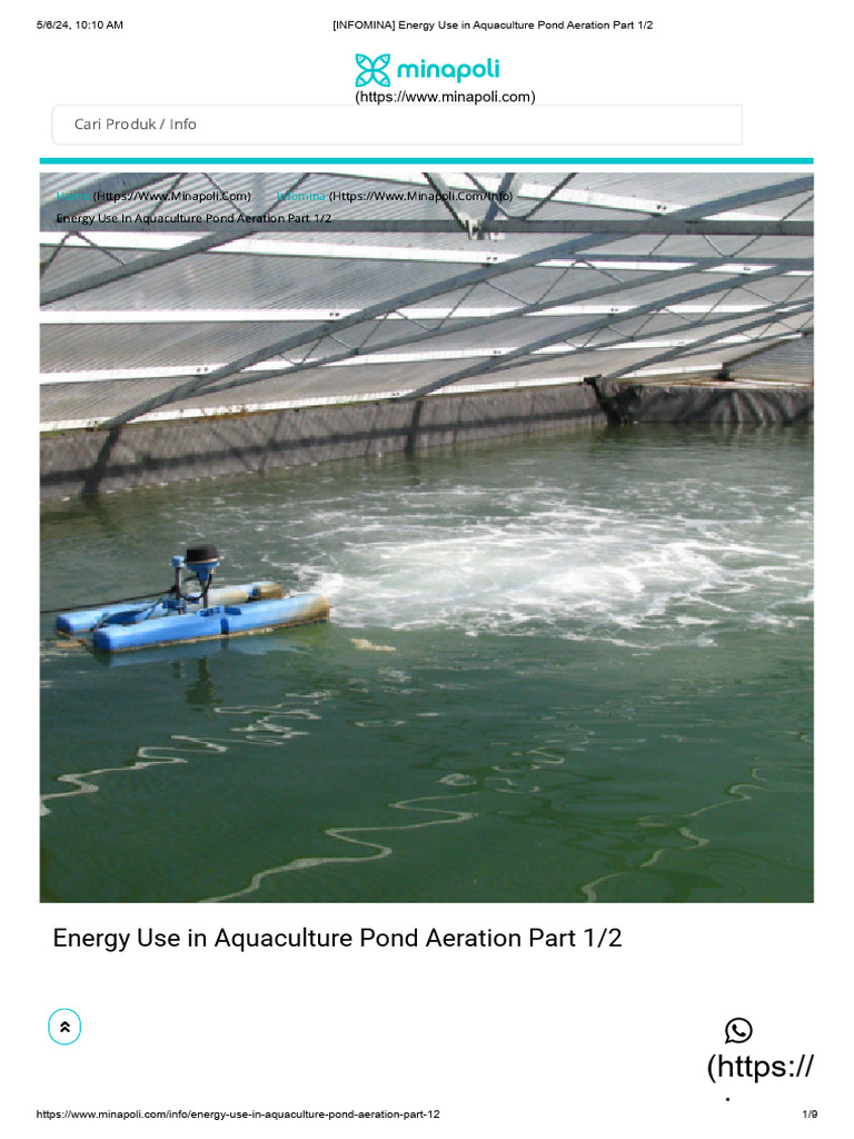 Energy Use in Aquaculture Aeration | PDF | Diesel Fuel | Fuels
