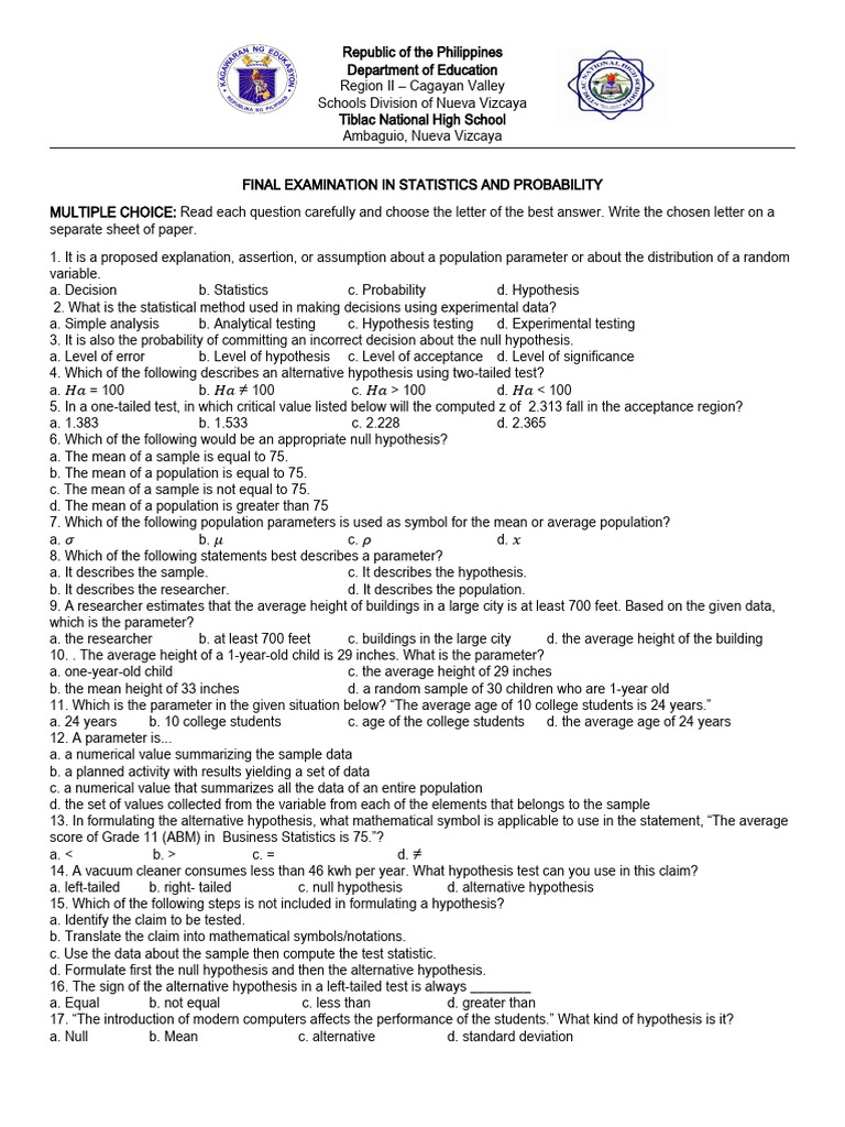 Statistics and Probability | PDF | Student's T Test | Statistical ...