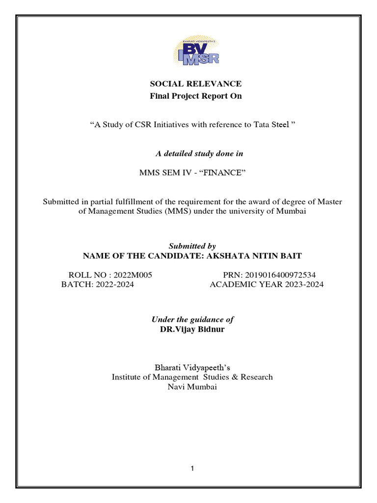 Tata Steel CSR Initiatives Analysis | PDF | Corporate Social ...