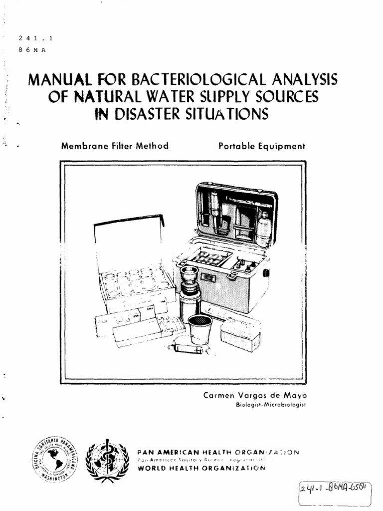 Manual For Bacteriological Analysis of Natural Water Supply Sources in Disaster Situations