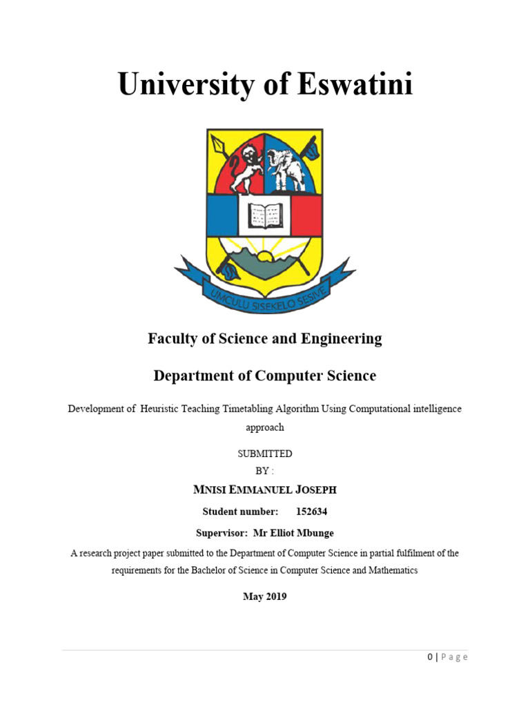 Bsc project e mnisi final 2019 pdf genetic algorithm mathematical